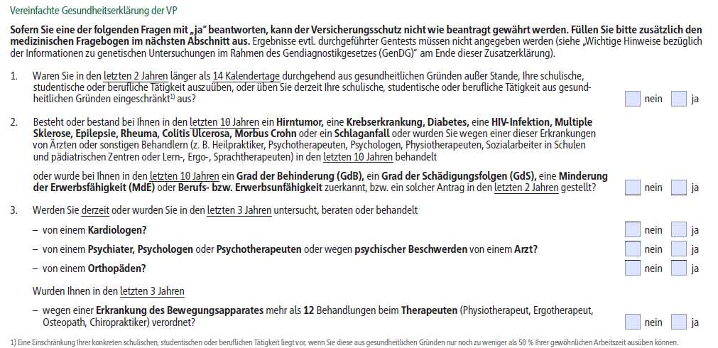 Vereinfachte Gesundheitsfragen HDI BU Ärzte und Medizinstudenten DER BU-Profi Vereinfachte Gesundheitsfragen HDI BU Ärzte und Medizinstudenten DER BU-Profi