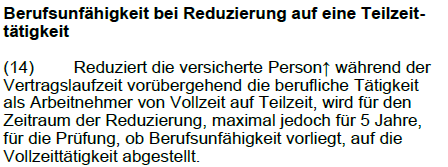 Teilzeitklausel Stuttgarter BU-Versicherung 2024